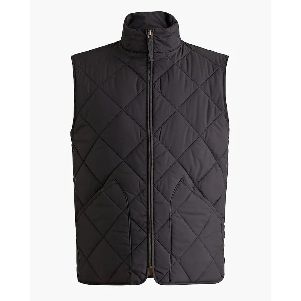 J.Crew Quilted Walker Vest Black Olive L NWT Men's Classic Fall Layering Utility